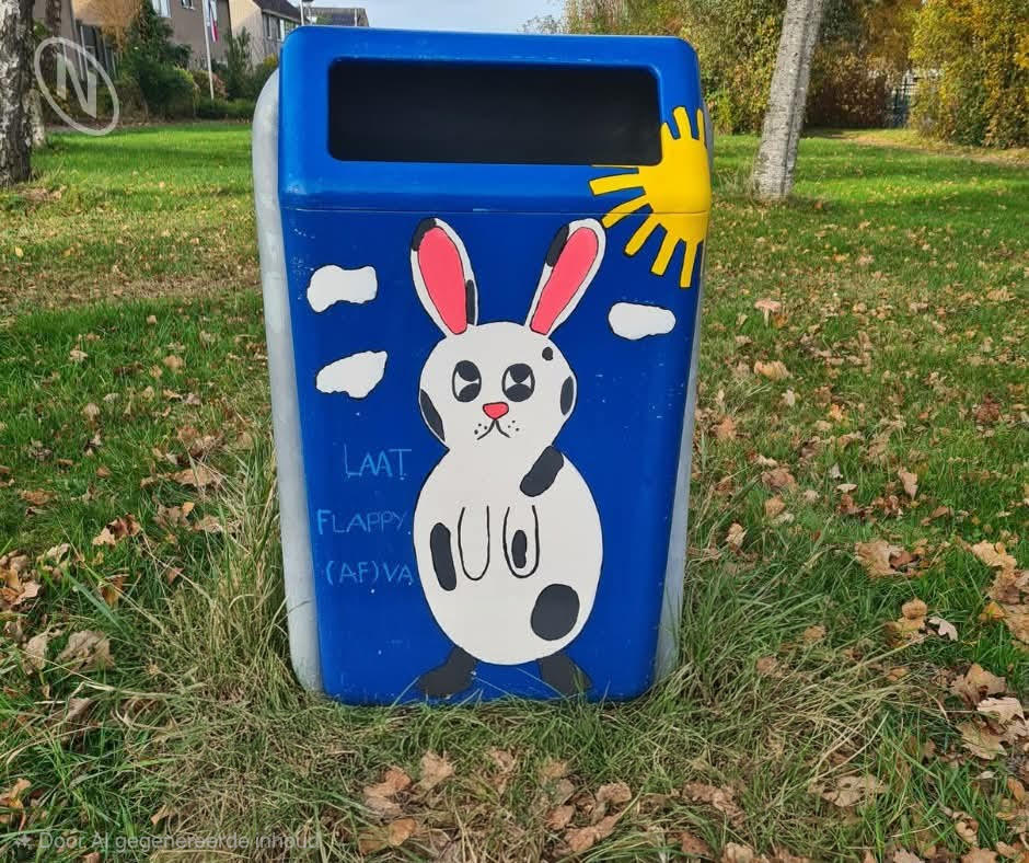 Beschilderde prullenbak